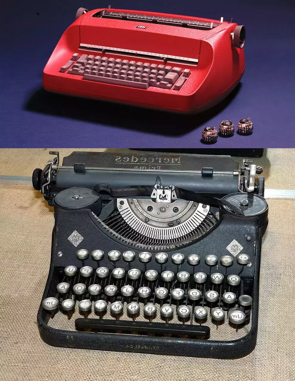 Machine à écrire IBM Selectric comparée à une machine à écrire mécanique utilisée dans les ambassades soviétiques.