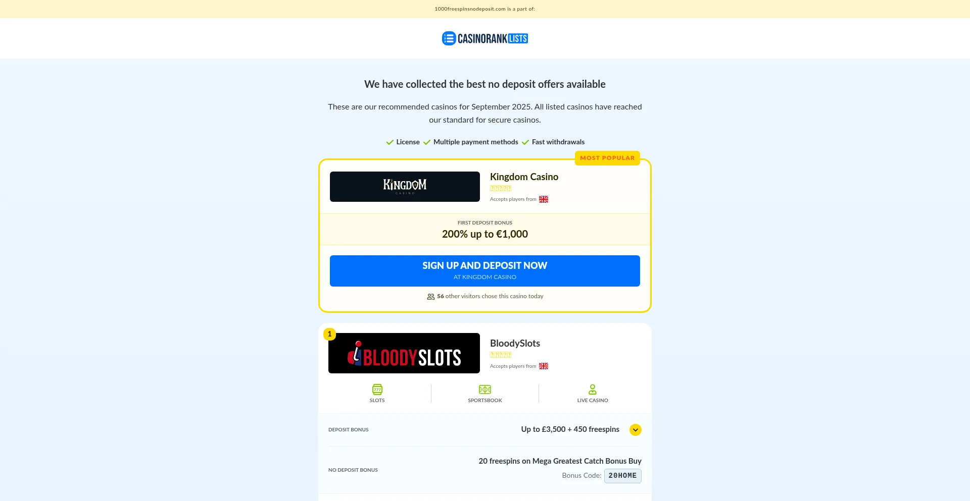 1000freespinsnodeposit.com est-il Sûr et Fiable ?
