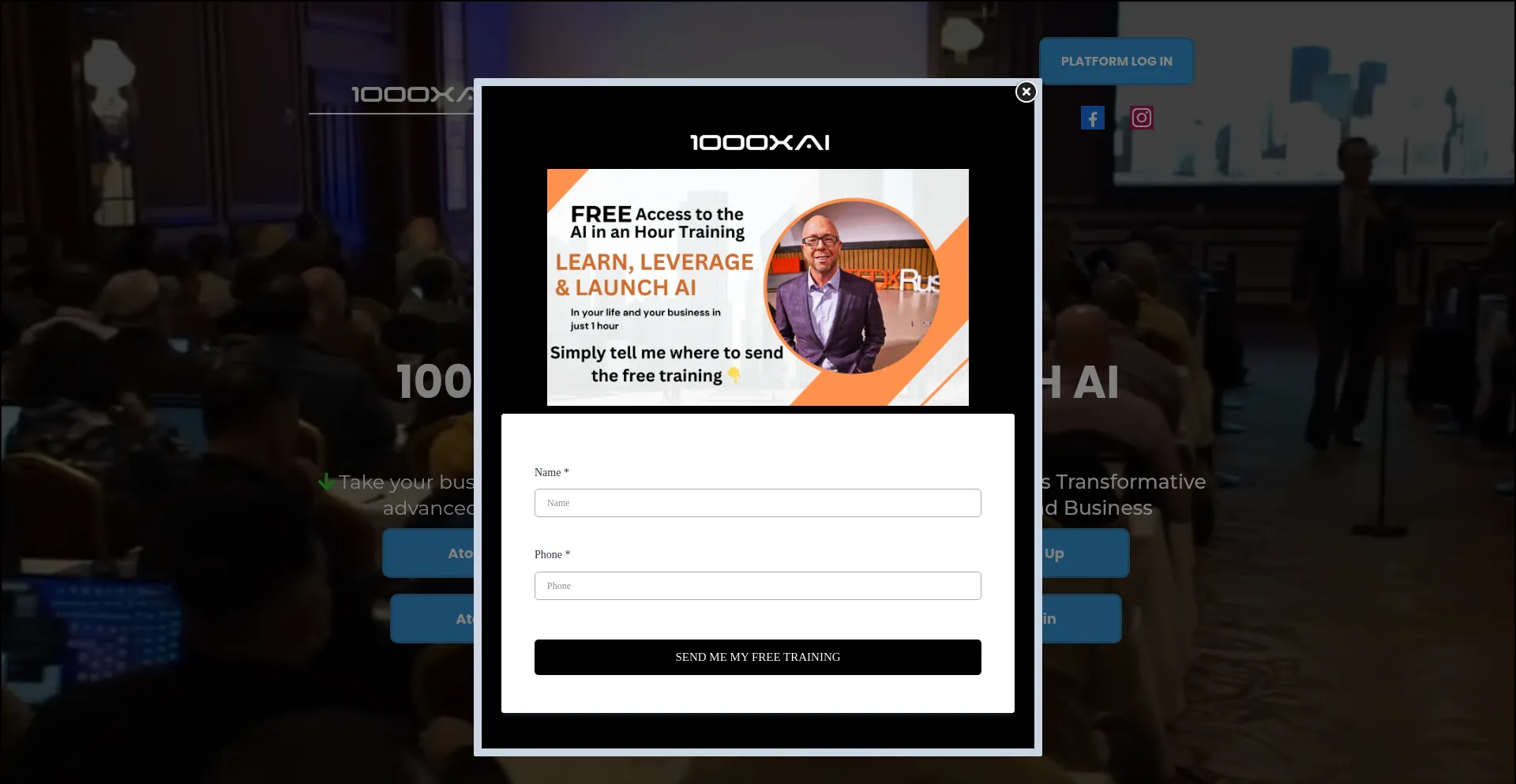 Website screenshot of 1000xai.com
