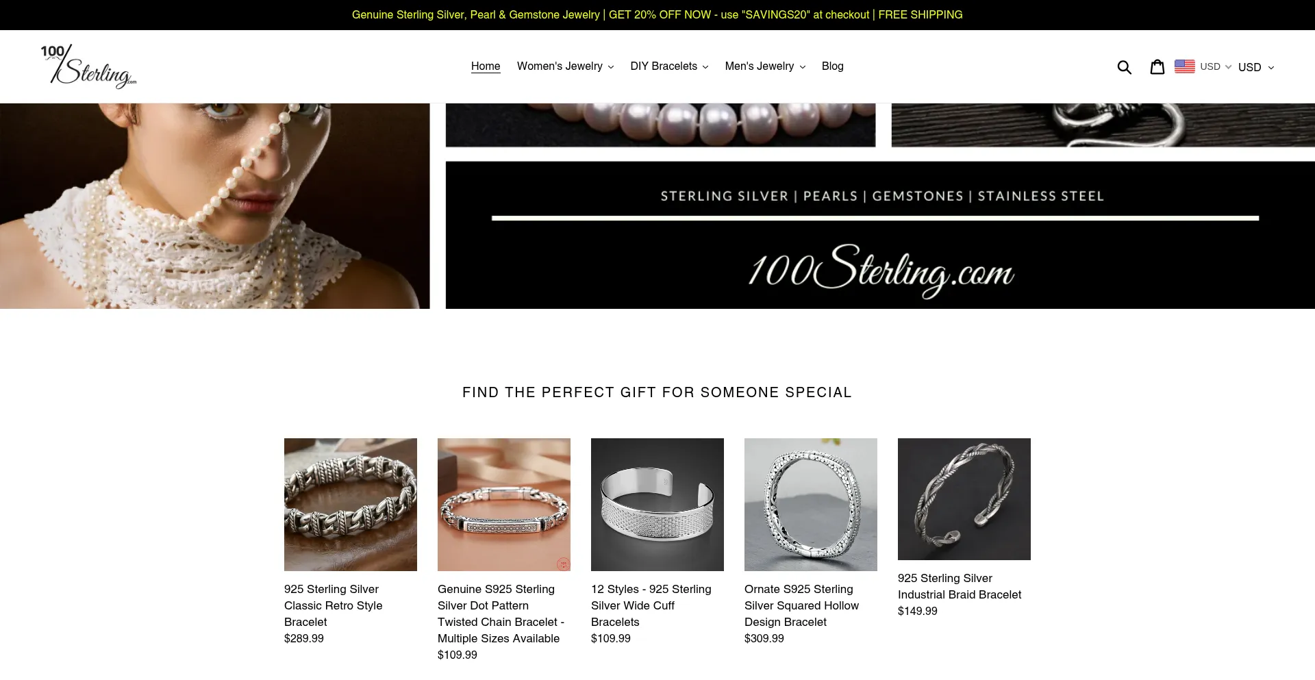 Website screenshot of 100sterling.com