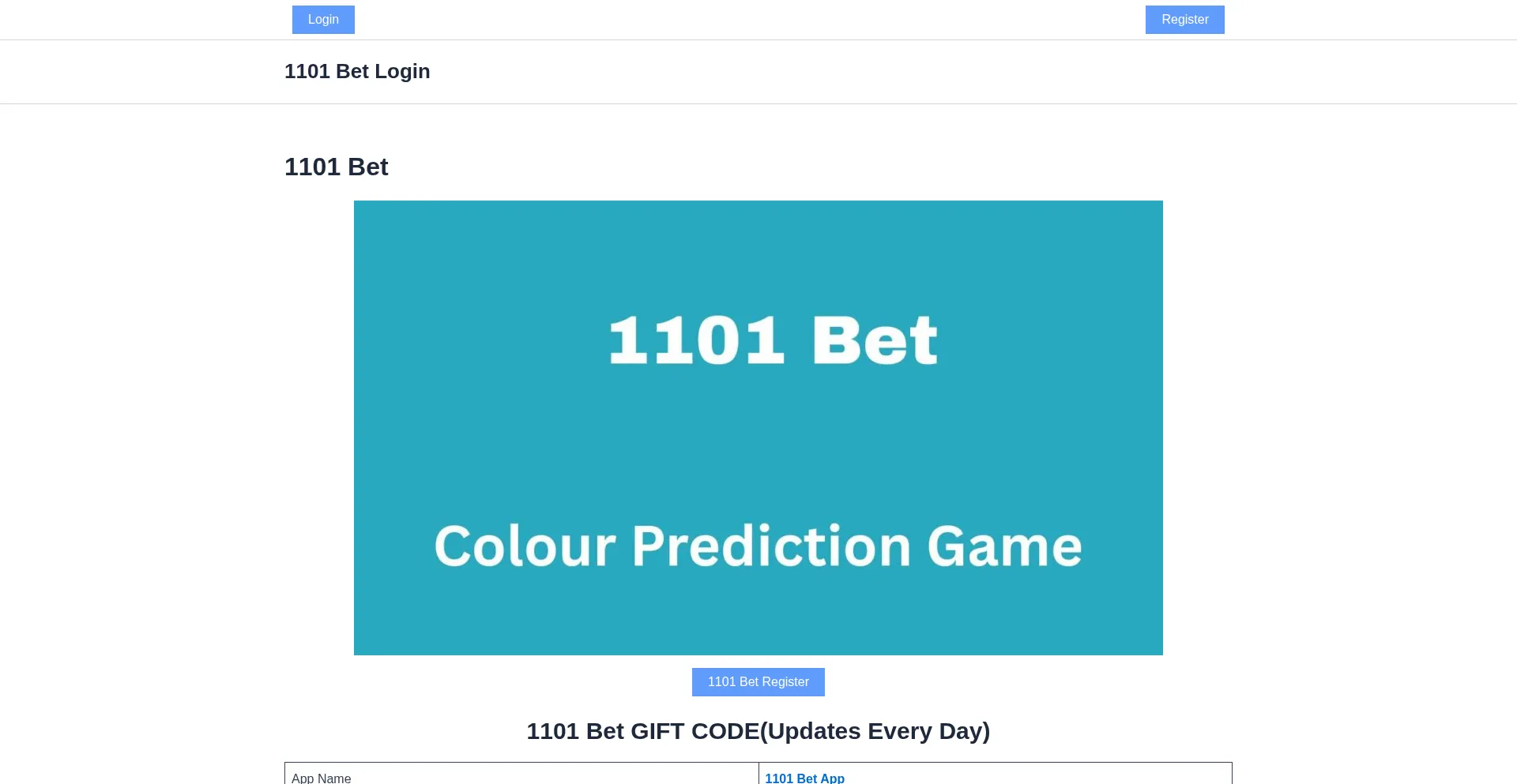 Website screenshot of 1101bet.net
