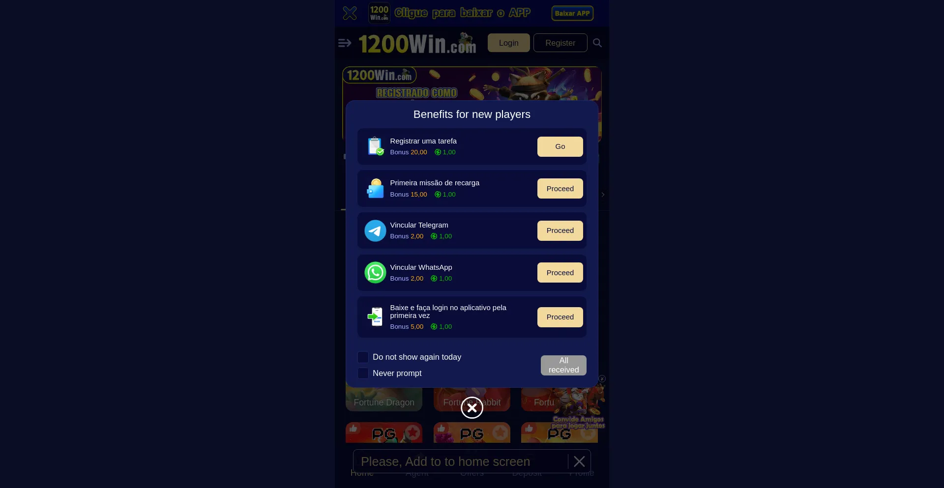 Website screenshot of 1200win.com