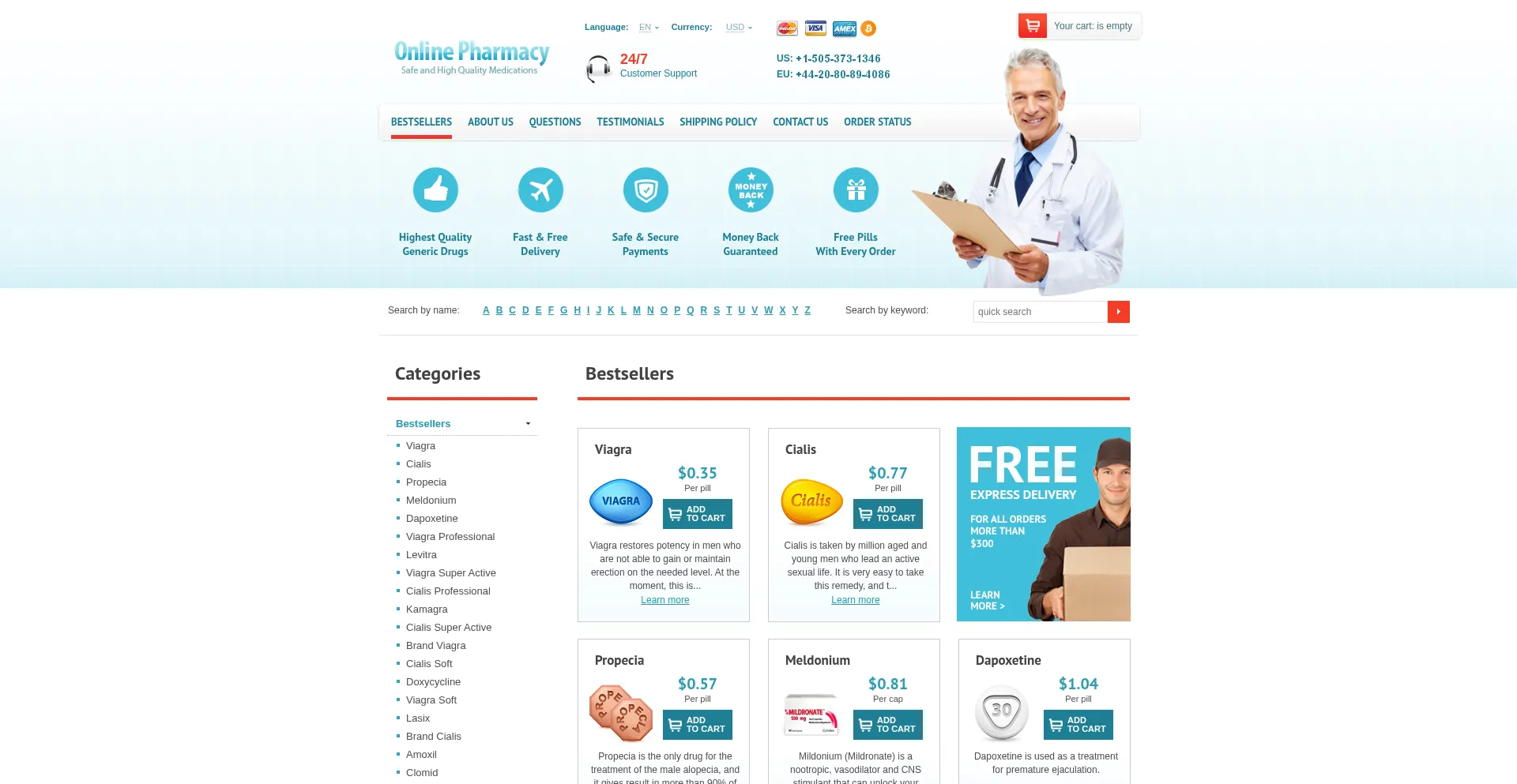 Website screenshot of 1-rx-shop.com