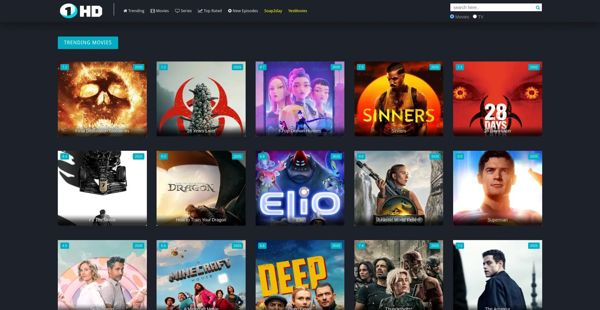 Website screenshot of 1hd.skin