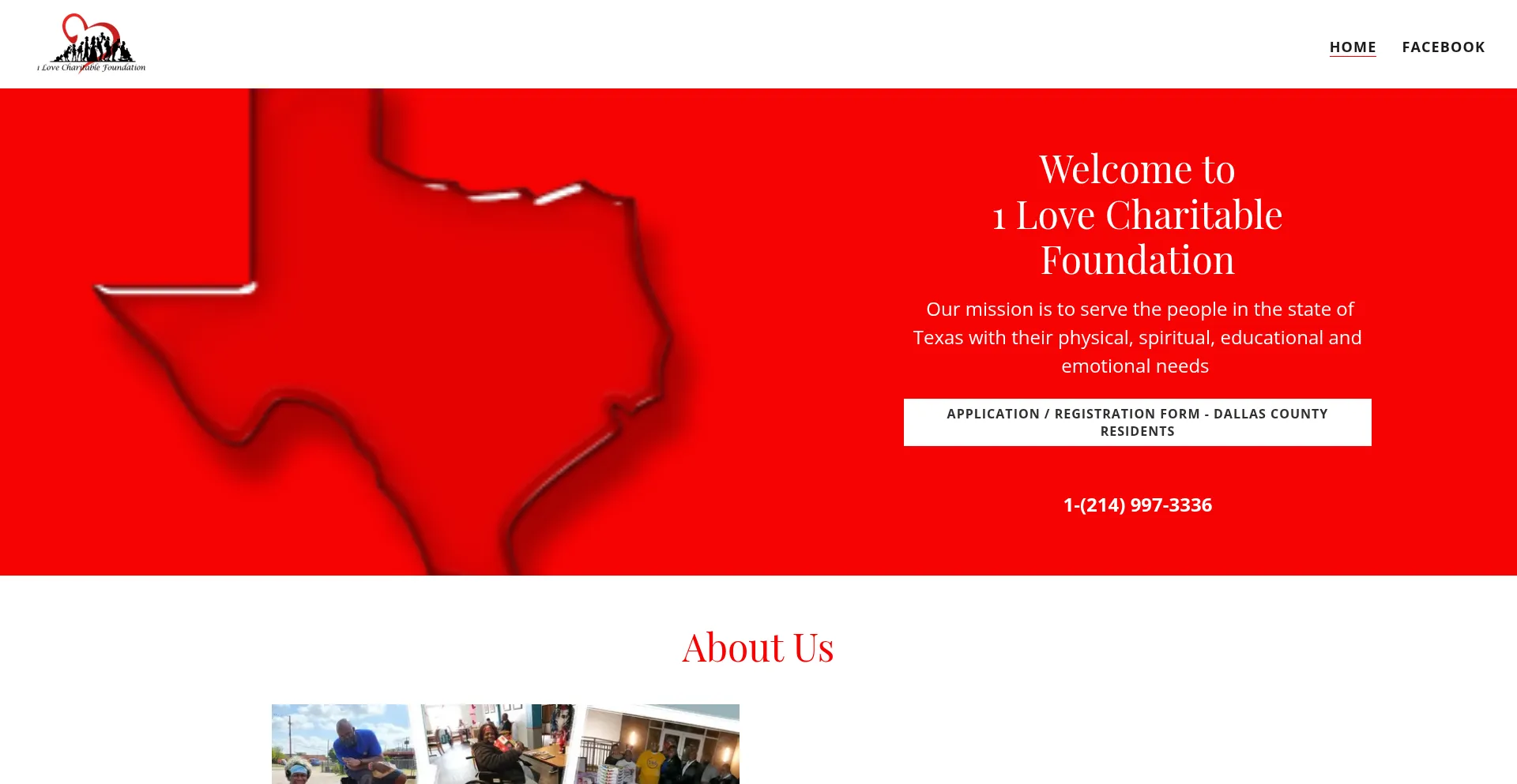 Website screenshot of 1lovecharitablefoundation.com