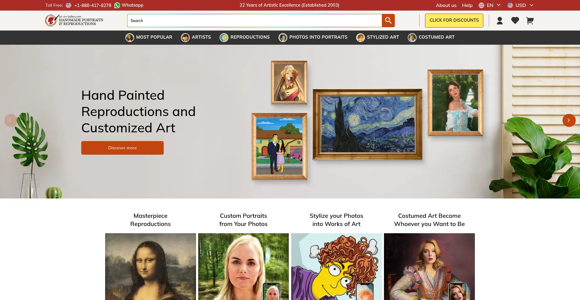 Website screenshot of 1st-art-gallery.com
