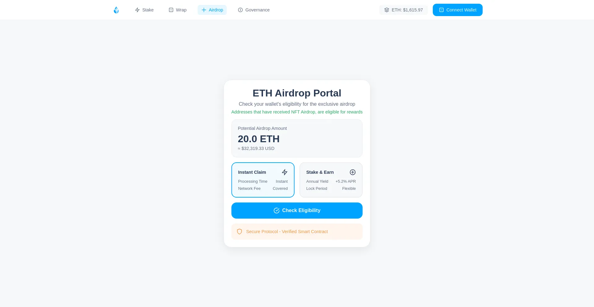 Website screenshot of 20eth.vip