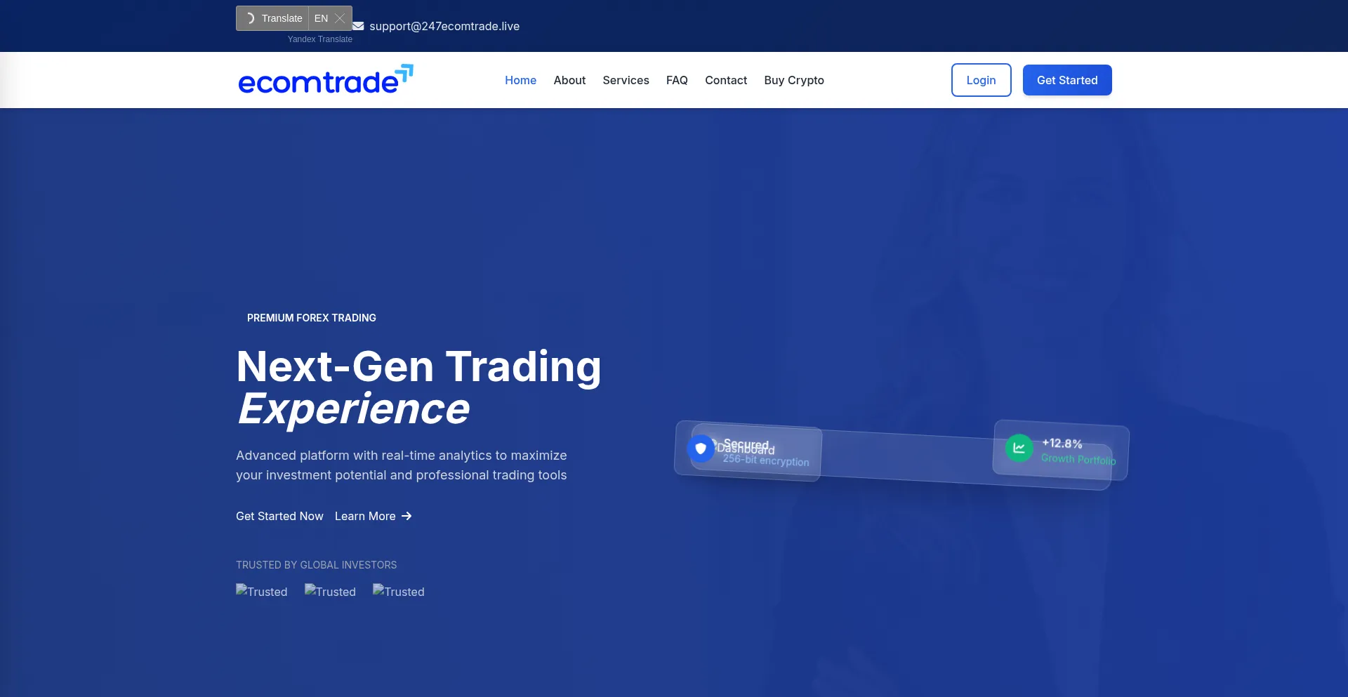 Website screenshot of 247ecomtrade.live