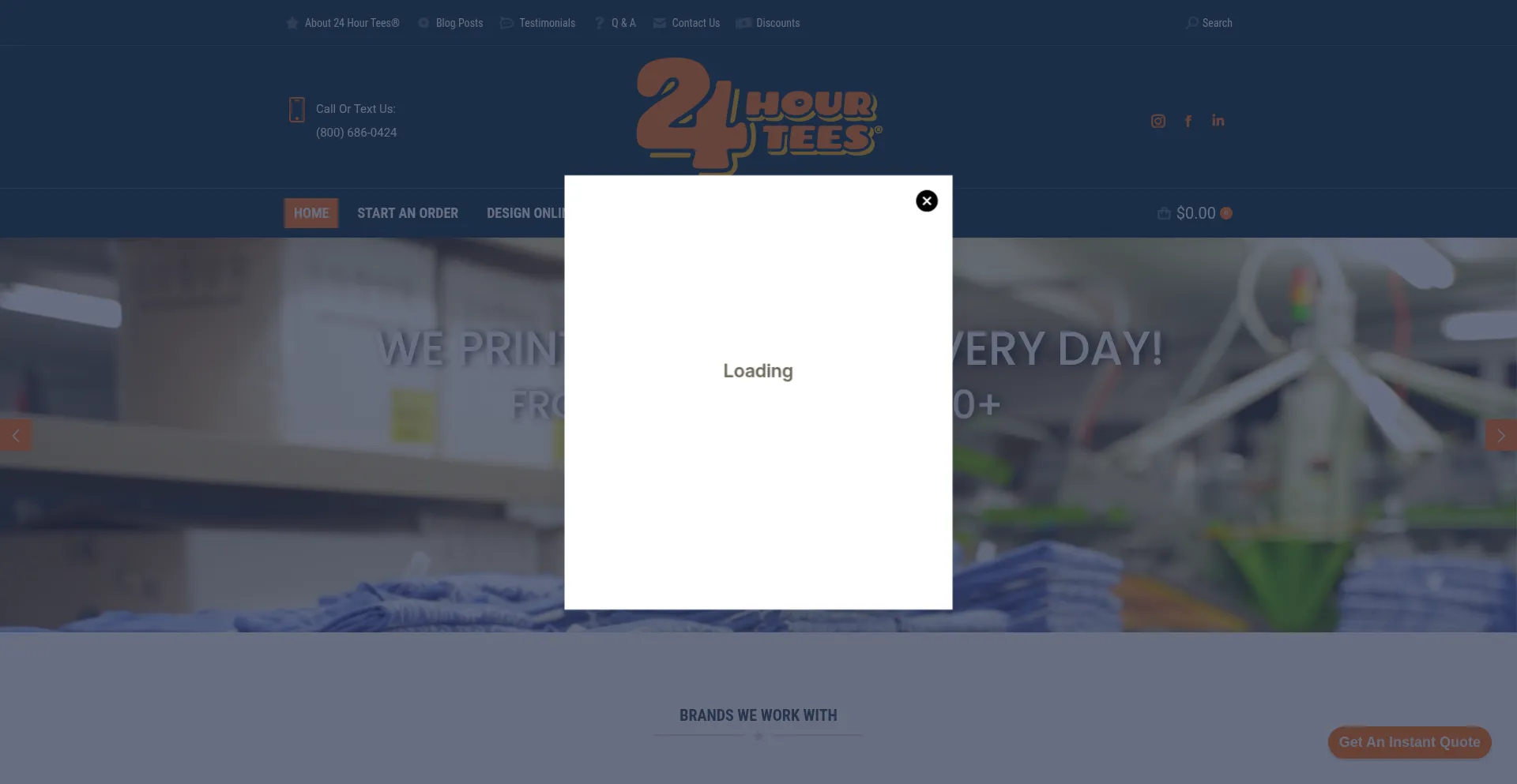 Website screenshot of 24hrtees.net