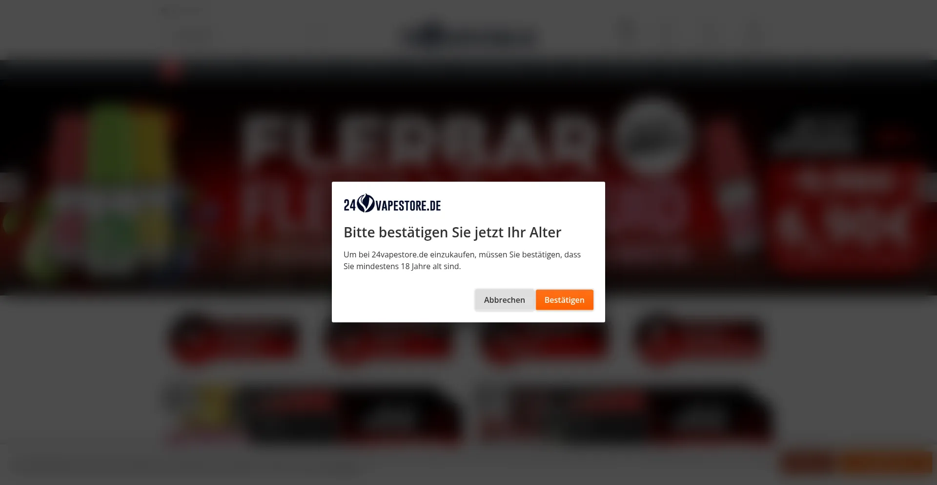 Website screenshot of 24vapestore.de
