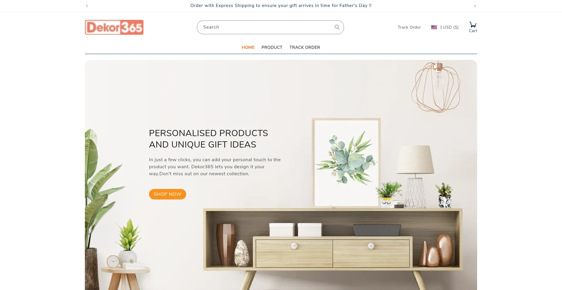Website screenshot of 365dekor.shop