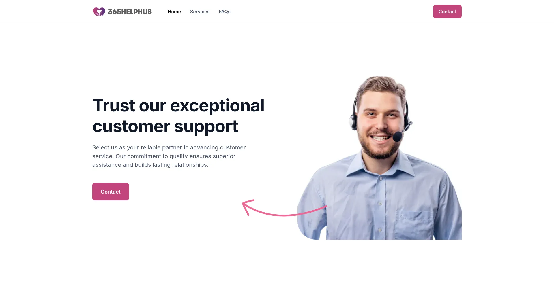 Website screenshot of 365helphub.com