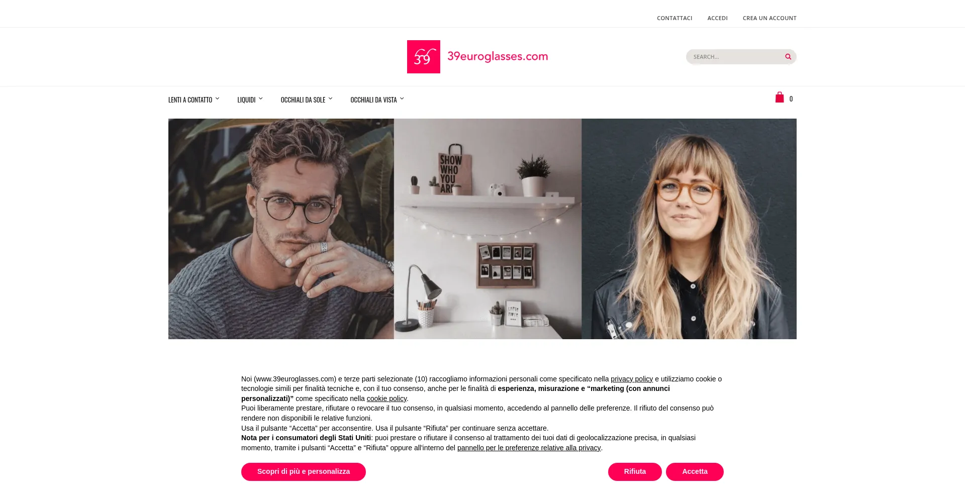 Website screenshot of 39euroglasses.com