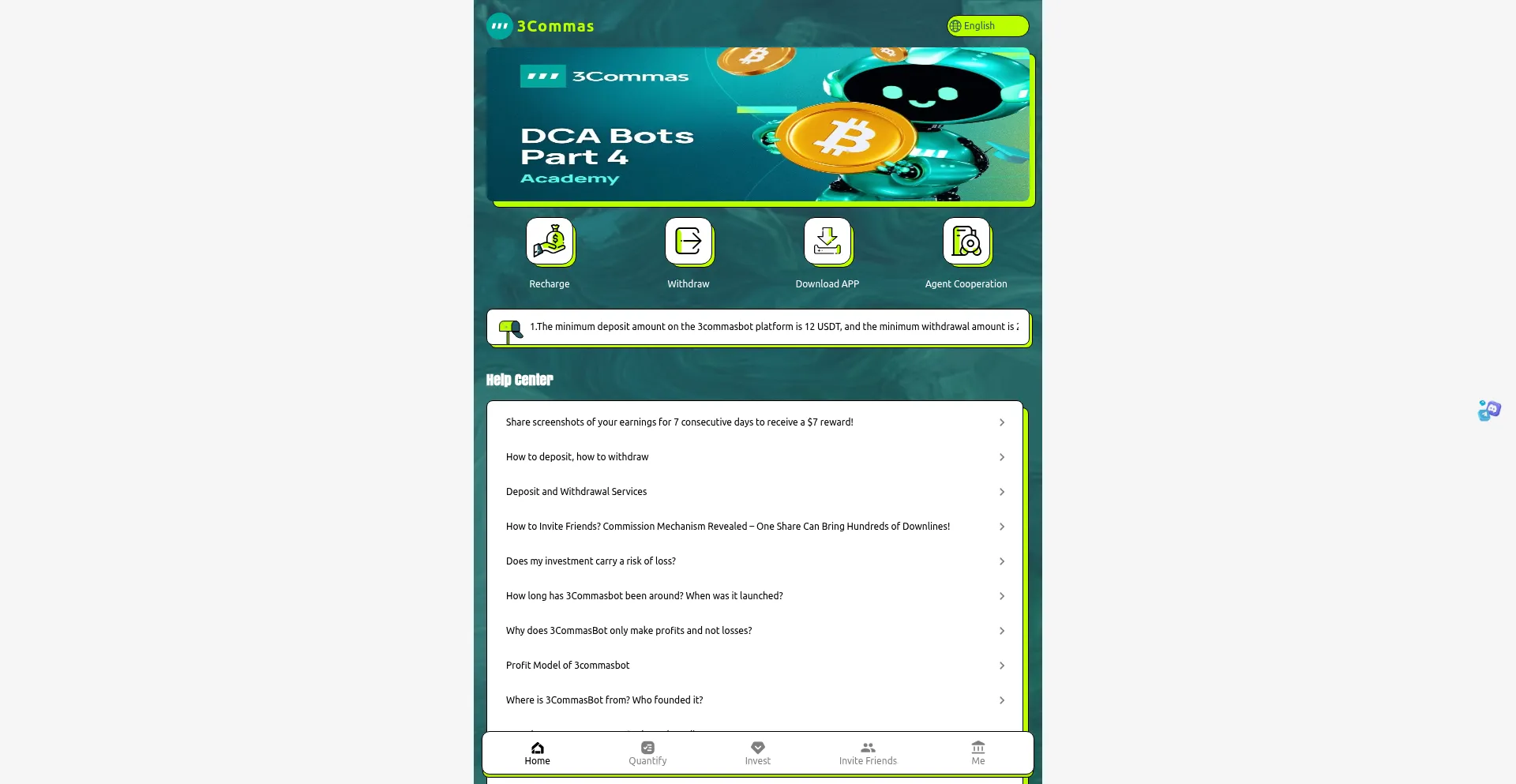 Website screenshot of 3commasbot.icu