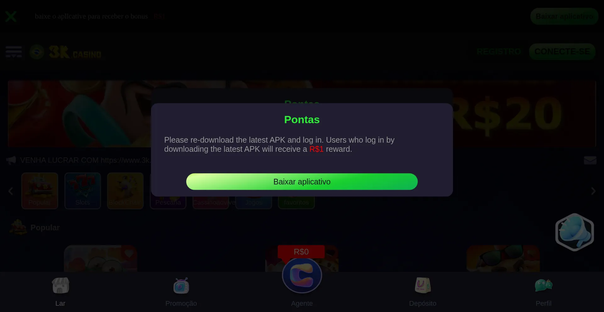 Website screenshot of 3k.casino