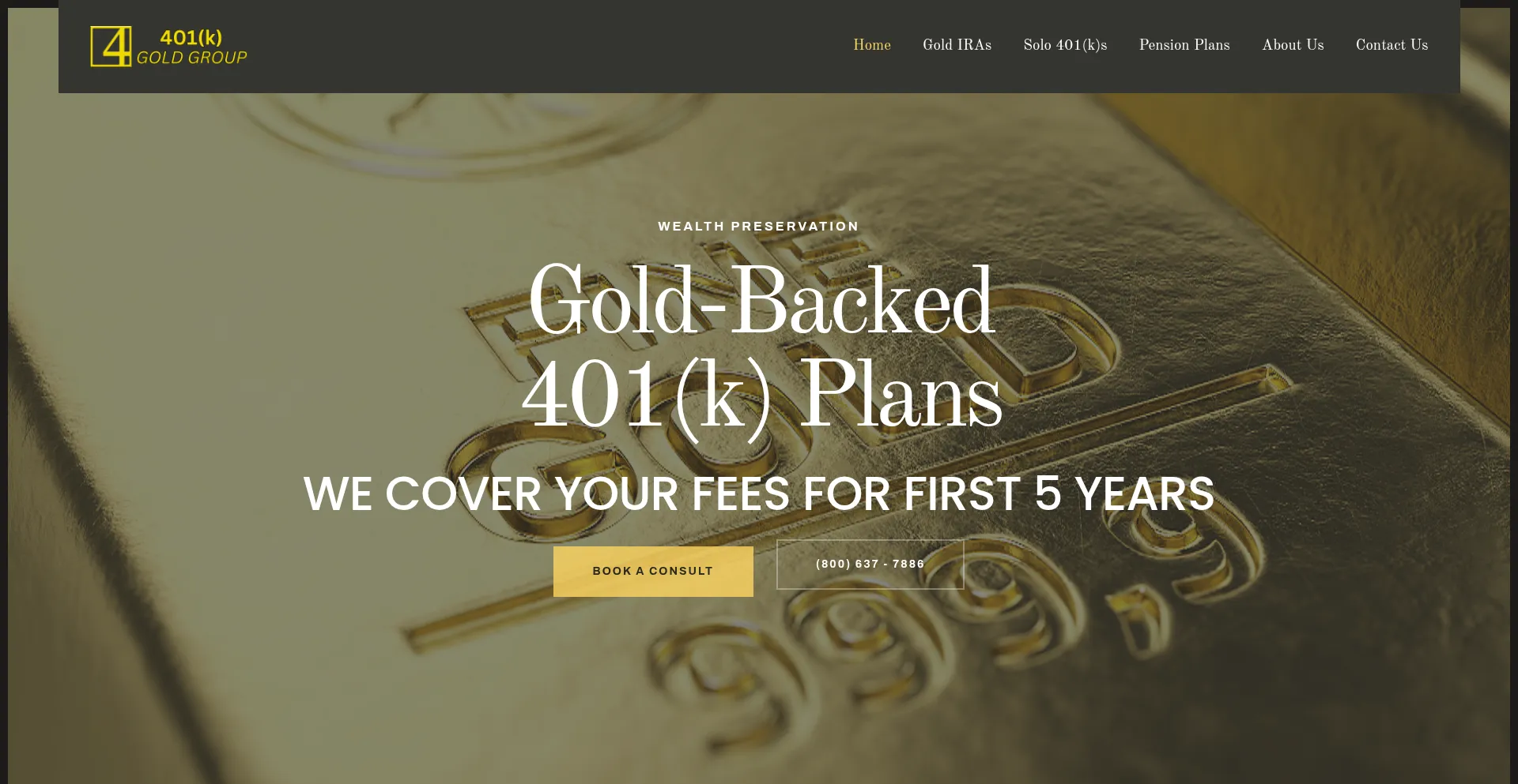 Website screenshot of 401kgoldgroup.com