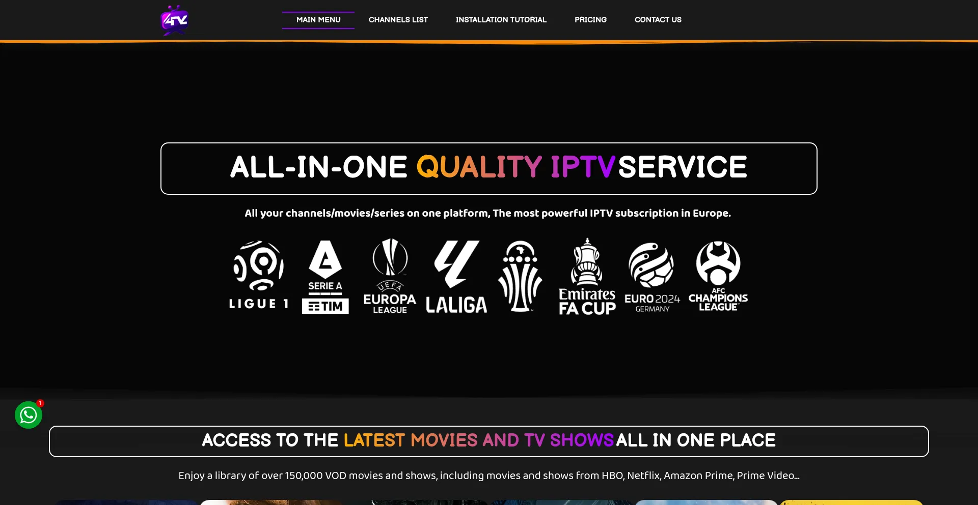 Website screenshot of 4keurotv.com