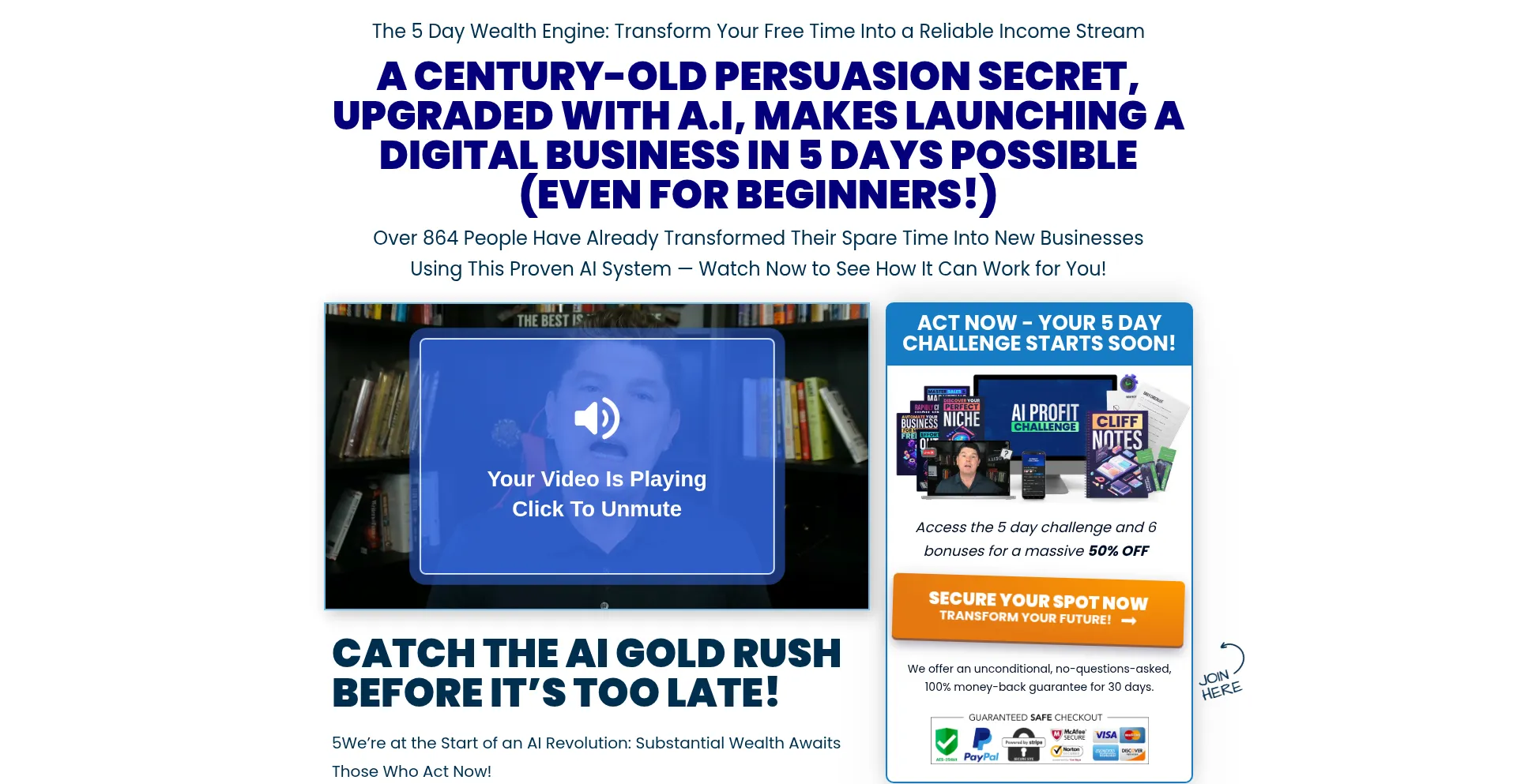 Website screenshot of 5daywealthengine.com