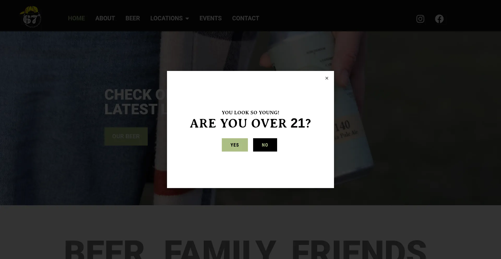 Website screenshot of 67degreesbrewing.com