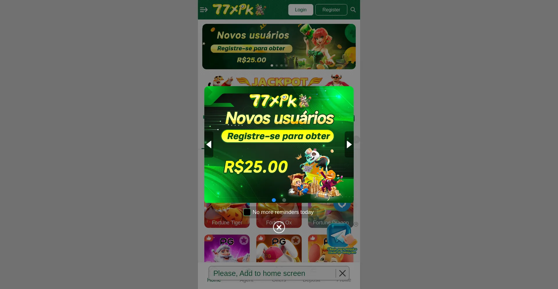 Website screenshot of 77xpk.com