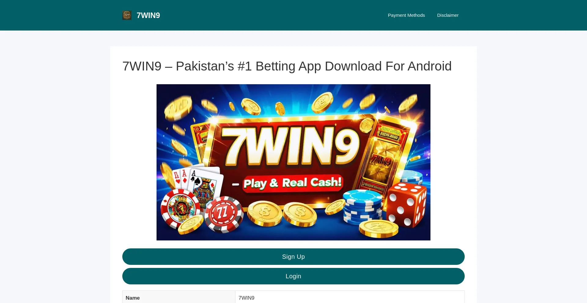 Website screenshot of 7wiin9.app