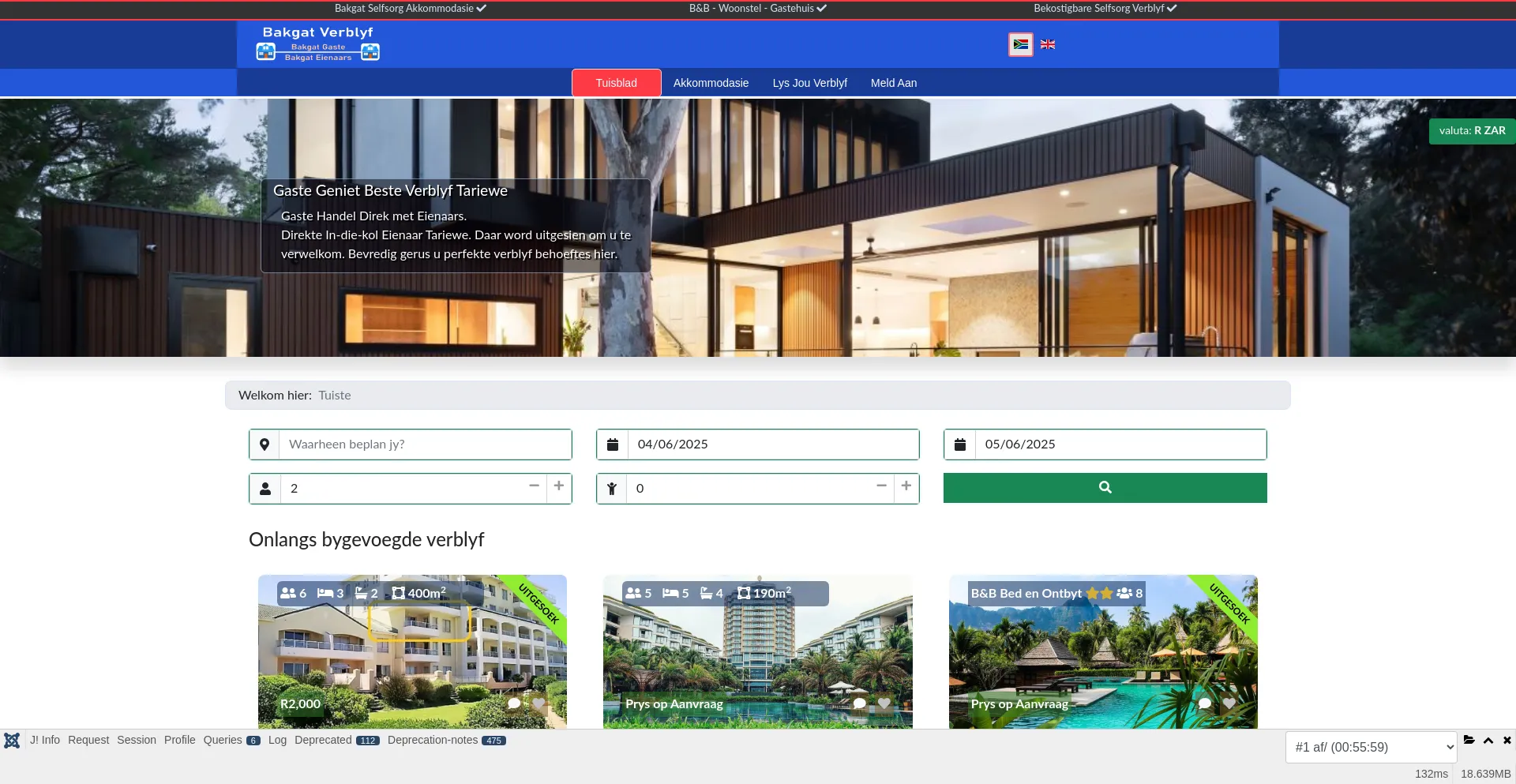 Website screenshot of A1-stays.com