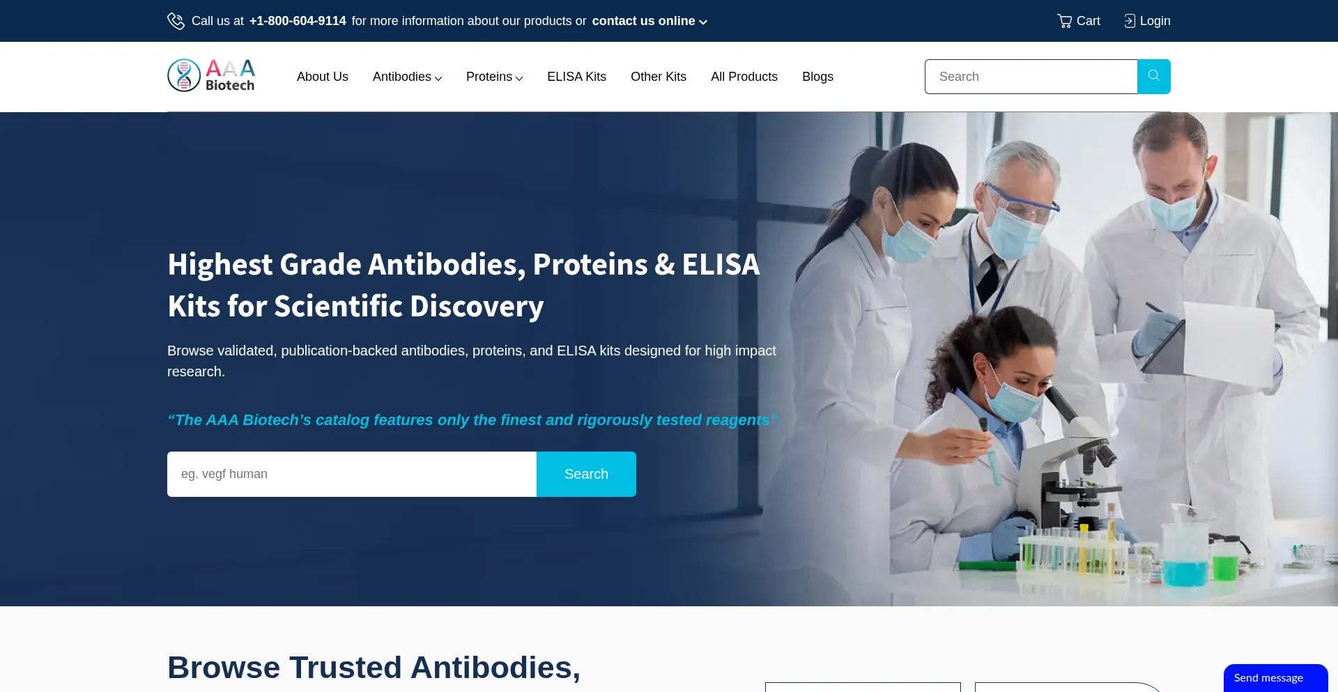 Website screenshot of Aaabiotech.com