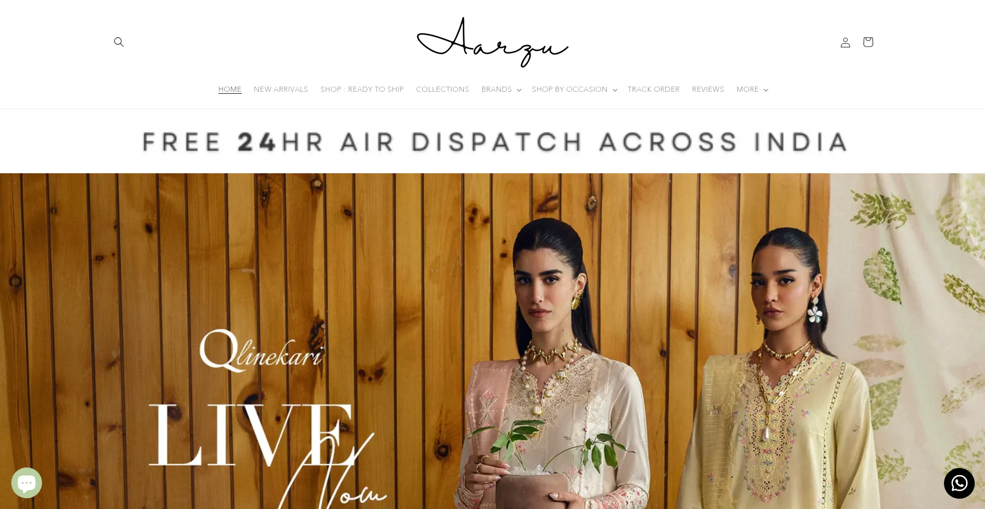 Website screenshot of Aarzu.co