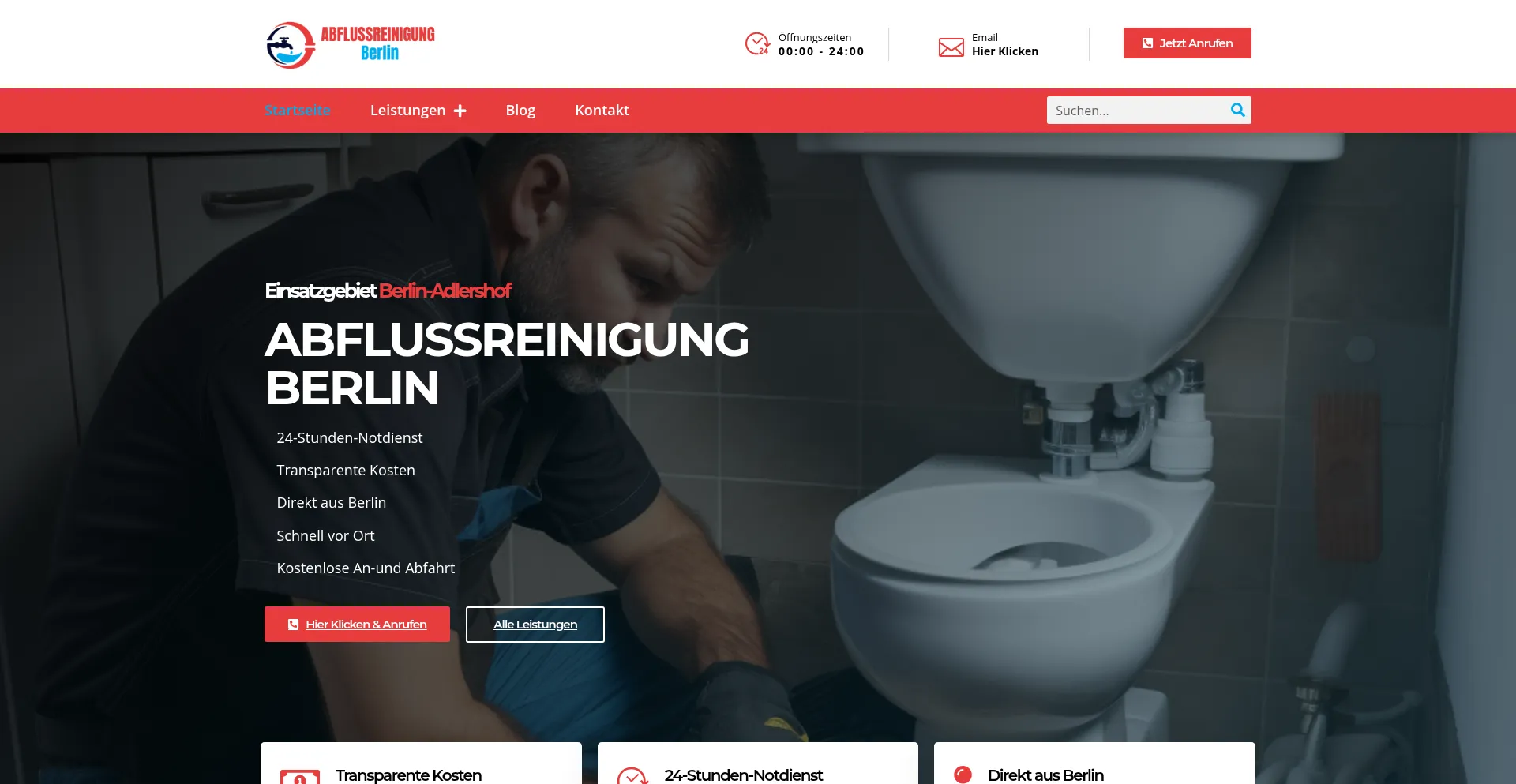 Website screenshot of Abflussreinigung-berlin.net