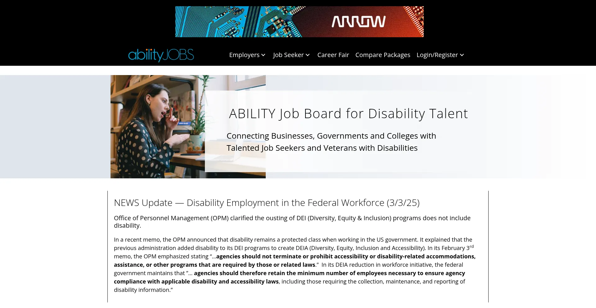 Website screenshot of Abilityjobs.com