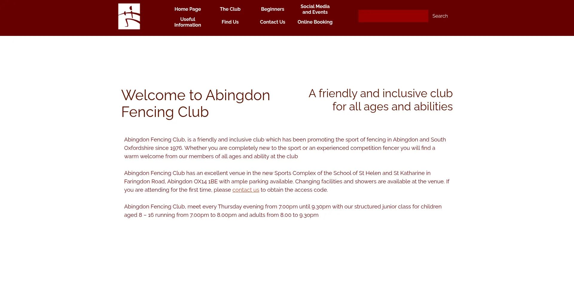 Website screenshot of Abingdonfencing.org.uk