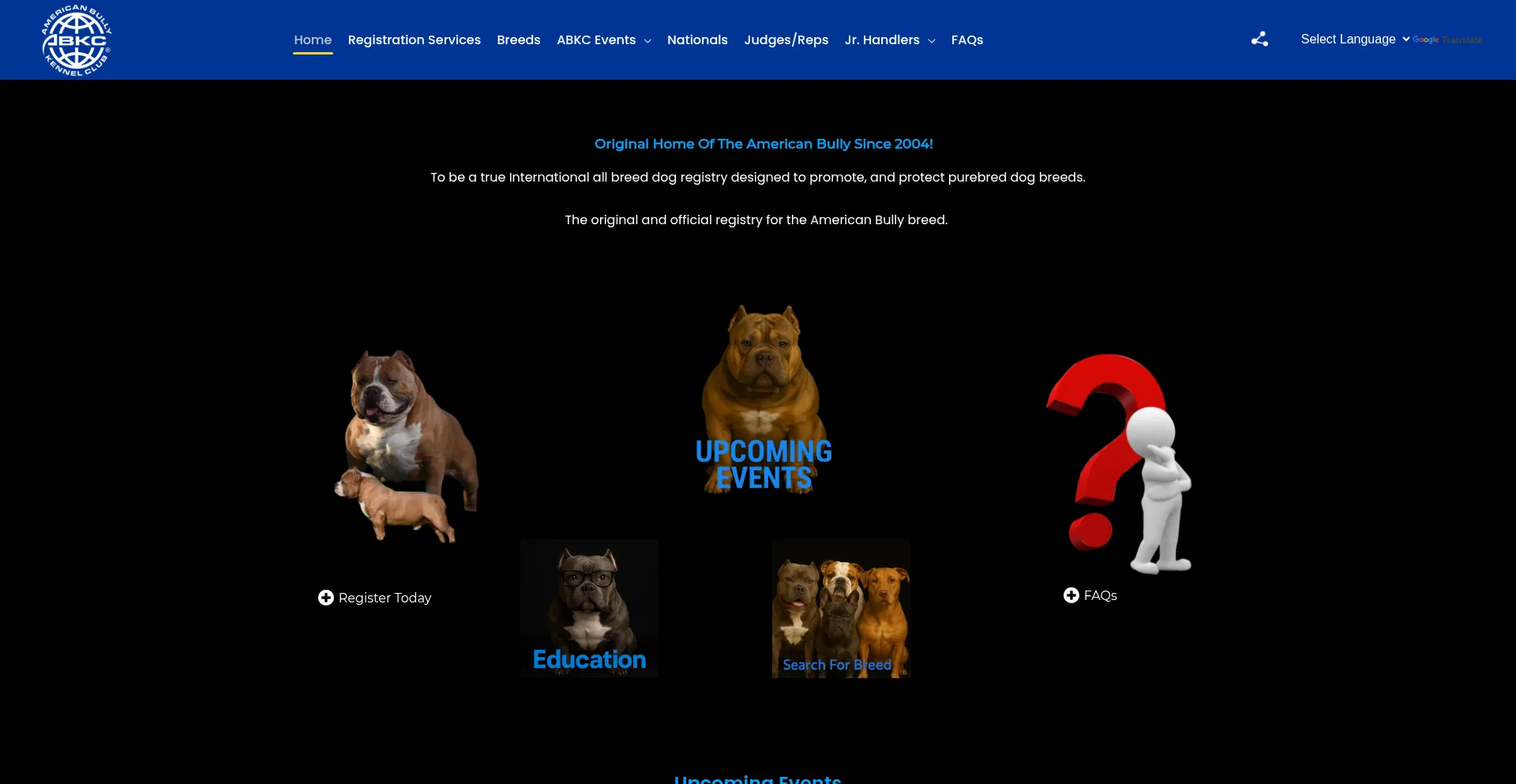 Website screenshot of Abkcdogs.net