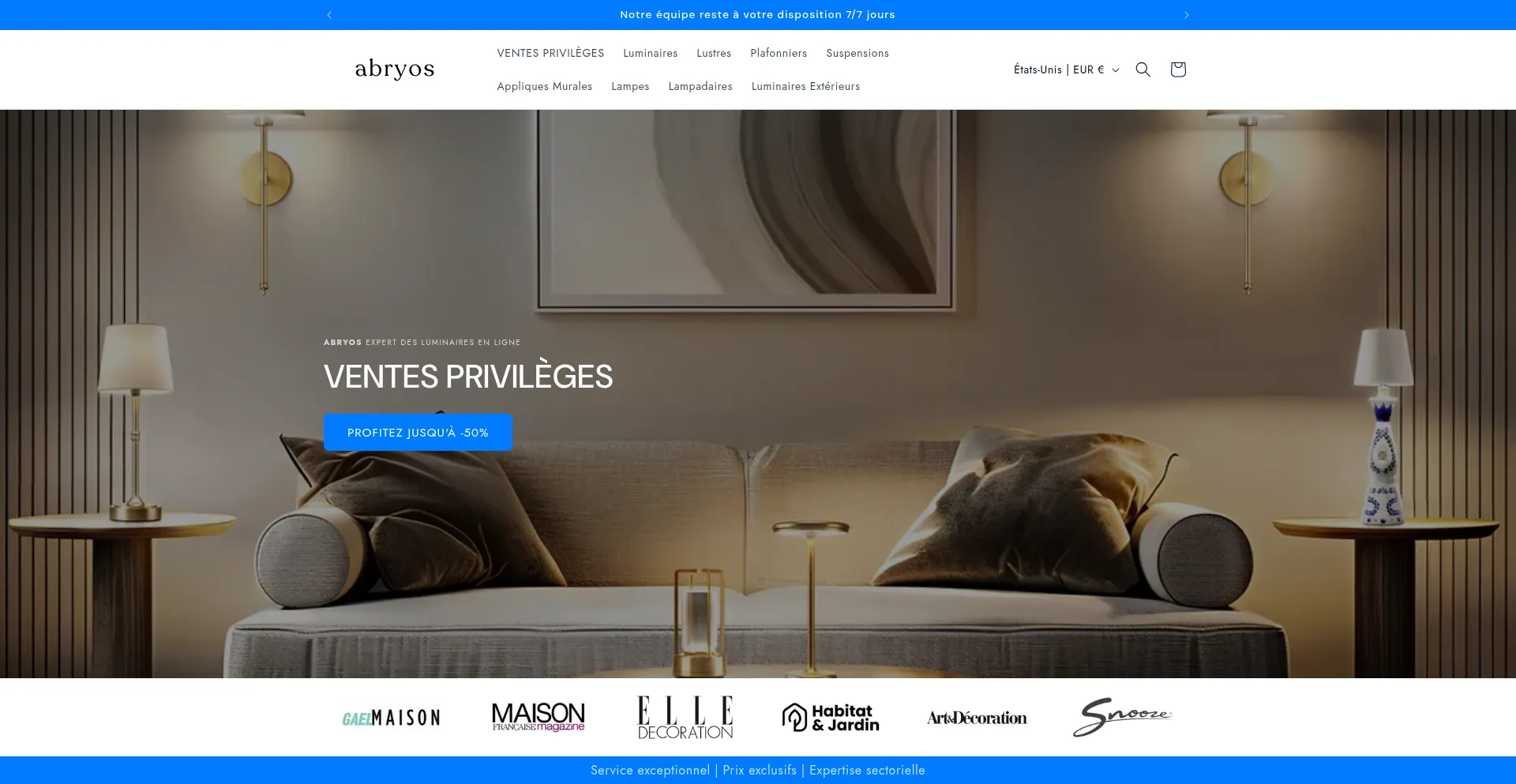 Website screenshot of Abryos.com