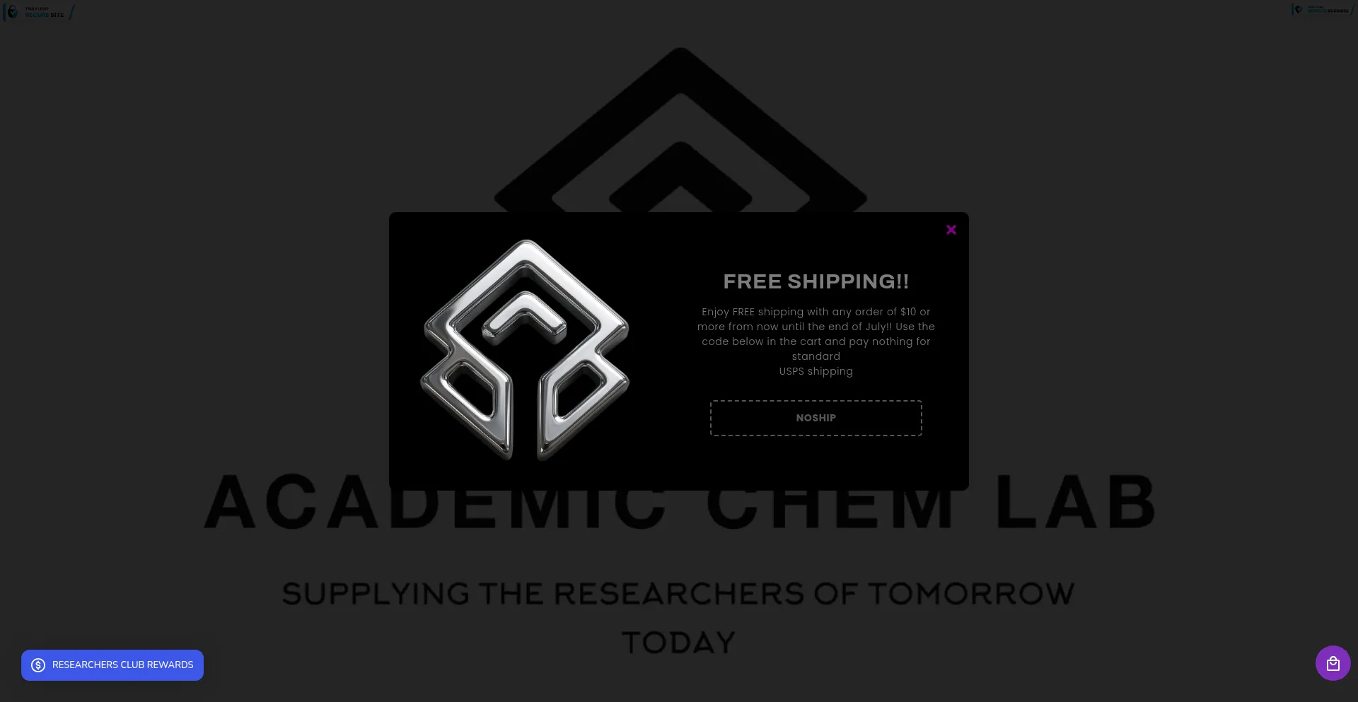 Website screenshot of Academicchemlab.com
