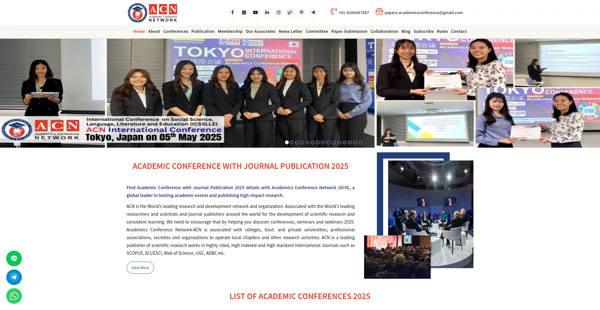 Website screenshot of Academicsconference.com