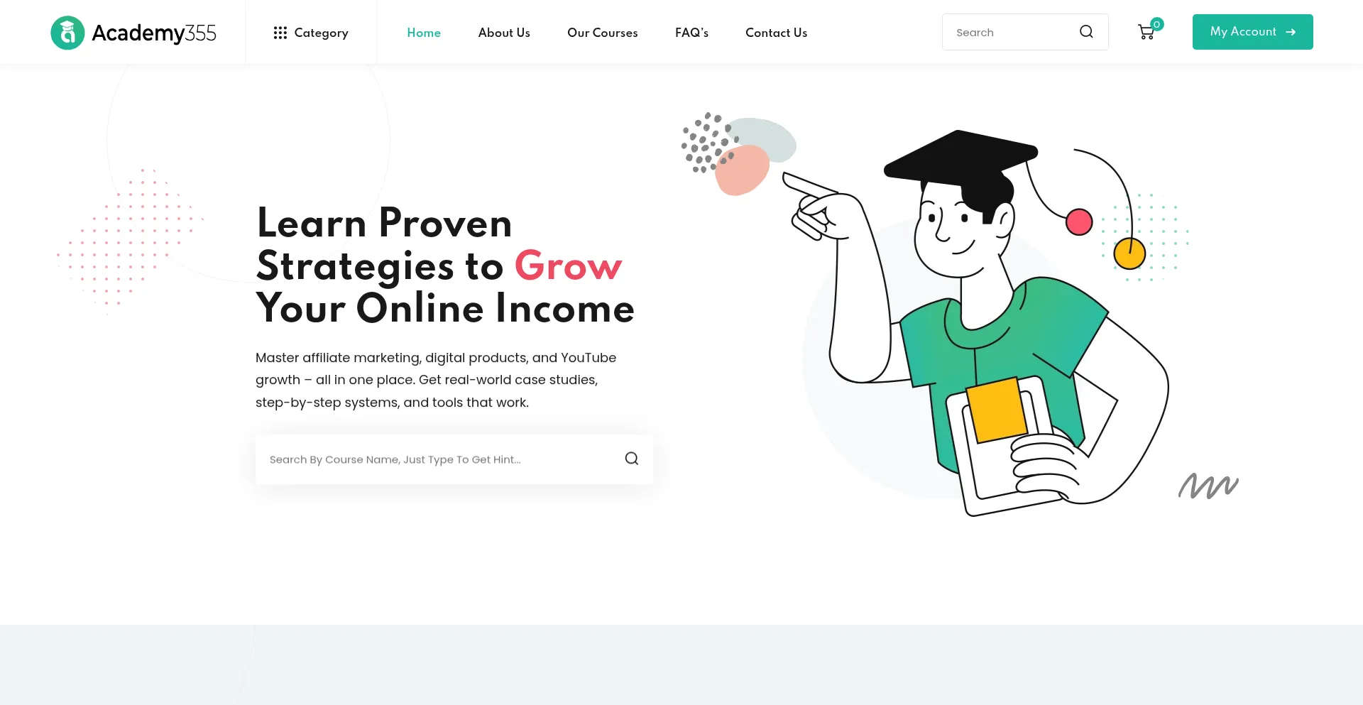 Website screenshot of Academy355.net