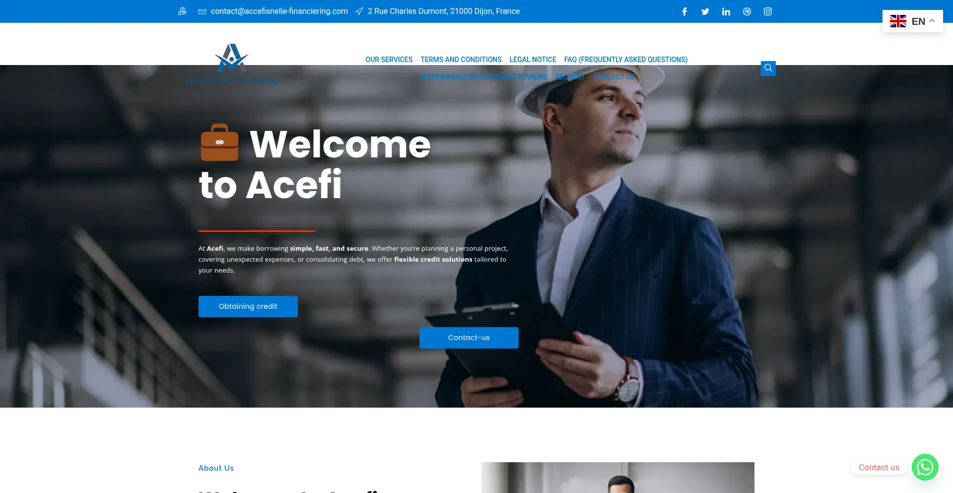 Website screenshot of Accefisnelle-financiering.com