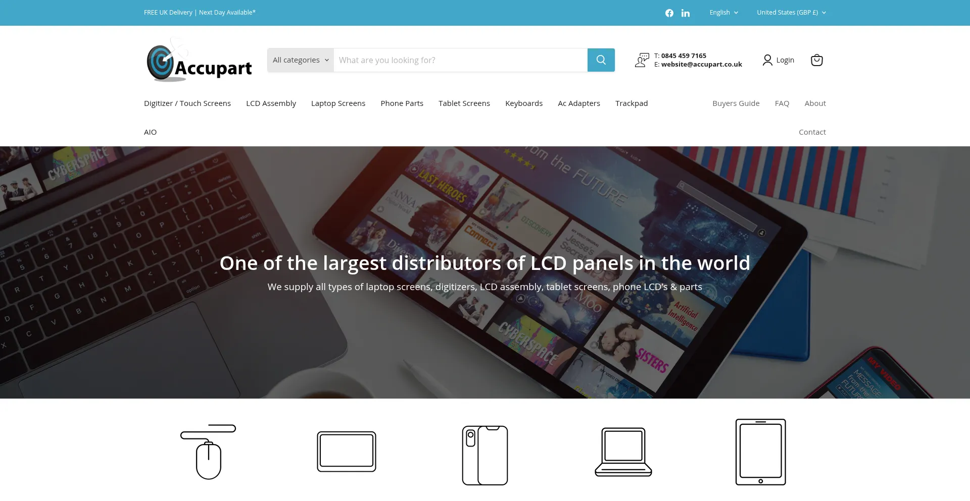 Website screenshot of Accupart.co.uk
