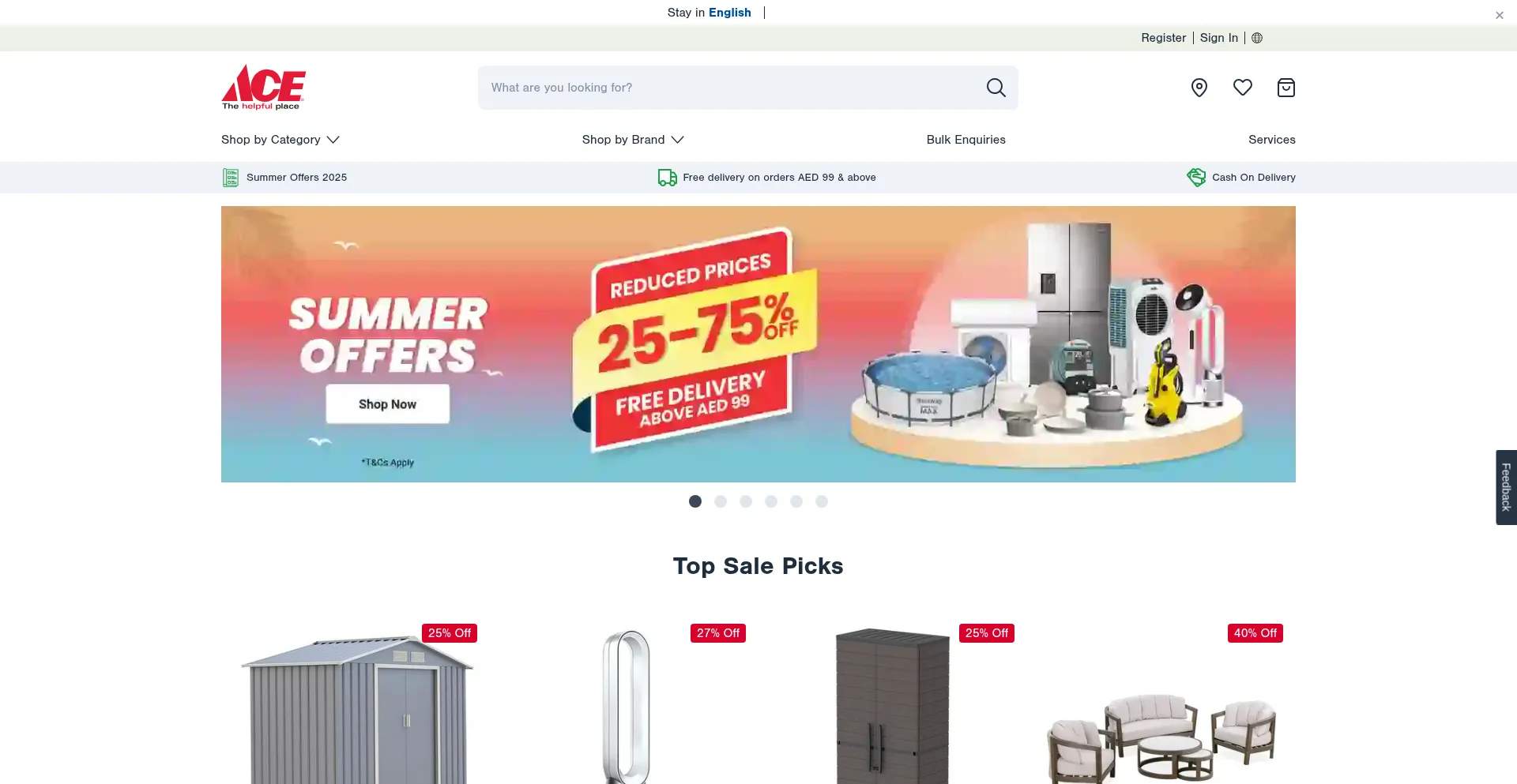 Website screenshot of Aceuae.com