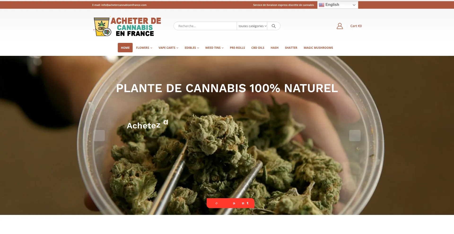 Website screenshot of Achetercannabisenfrance.com