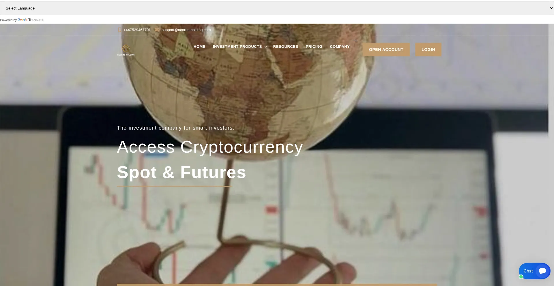 Website screenshot of Acorns-holding.com