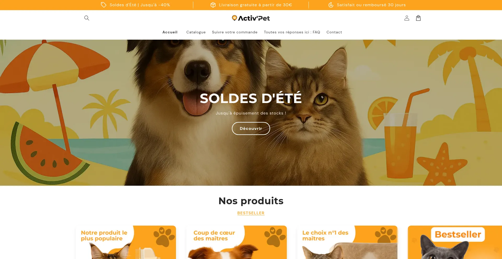 Website screenshot of Activ-pet.com