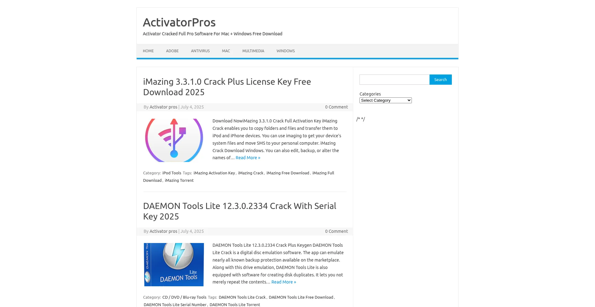 Website screenshot of Activatorpros.com