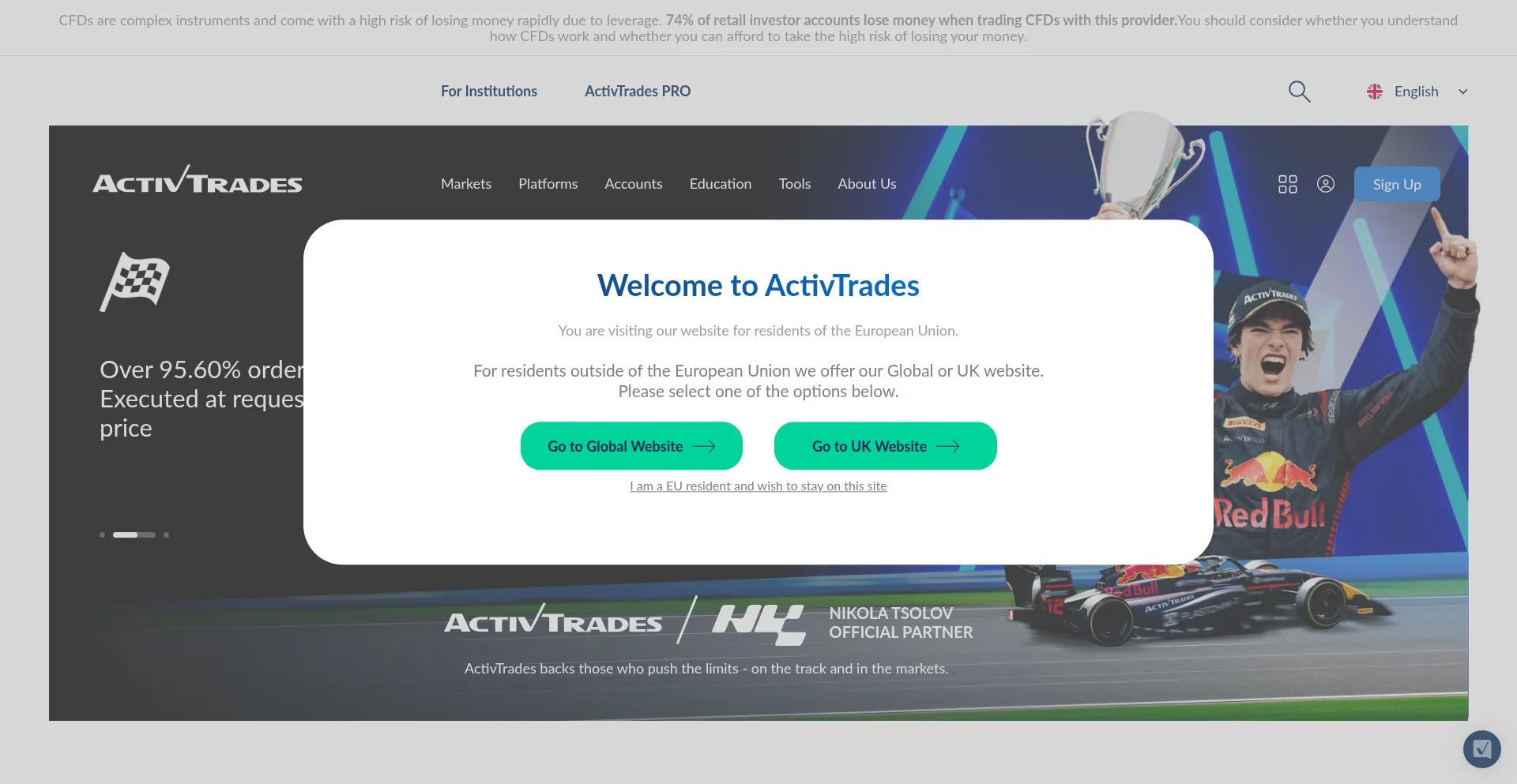 Website screenshot of Activtrades.eu