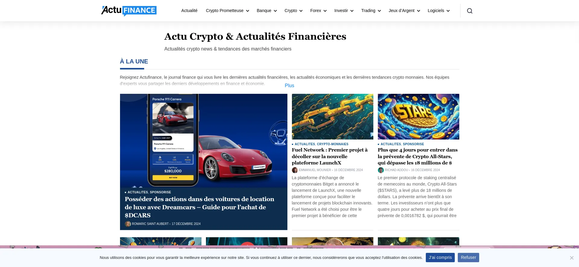 Website screenshot of Actufinance.fr
