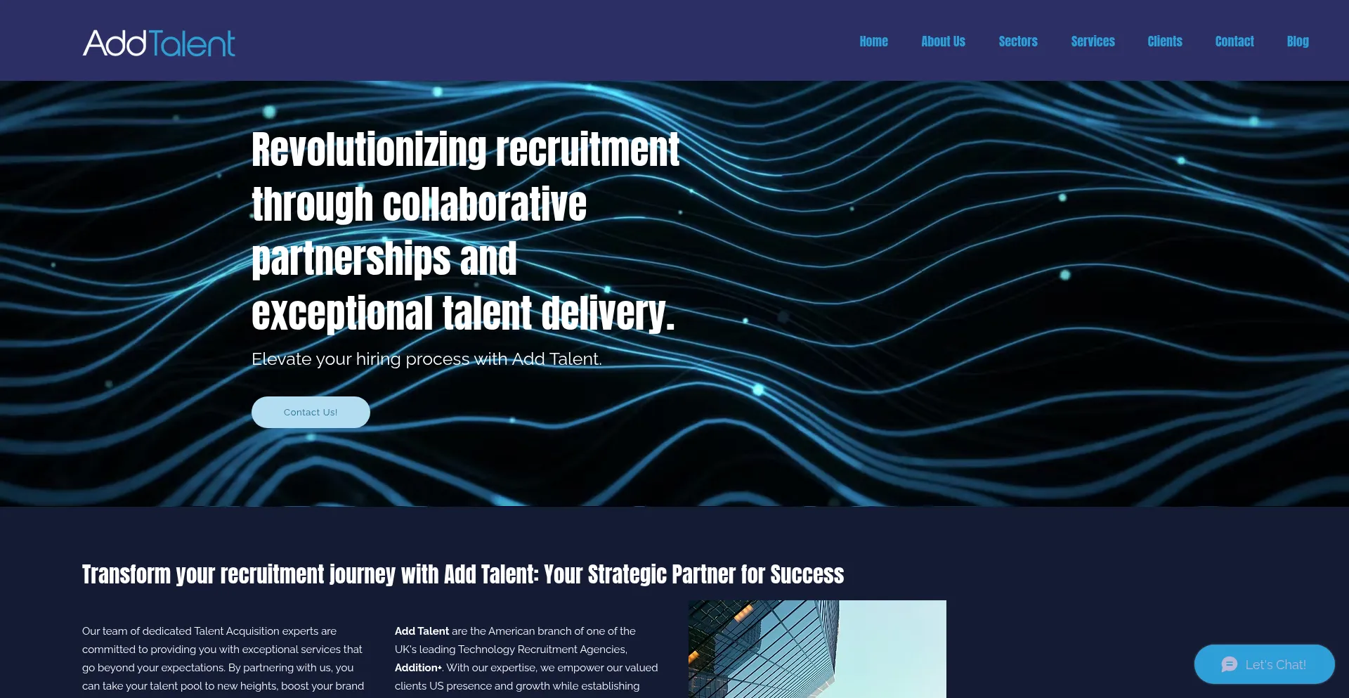 Website screenshot of Add-talent.com