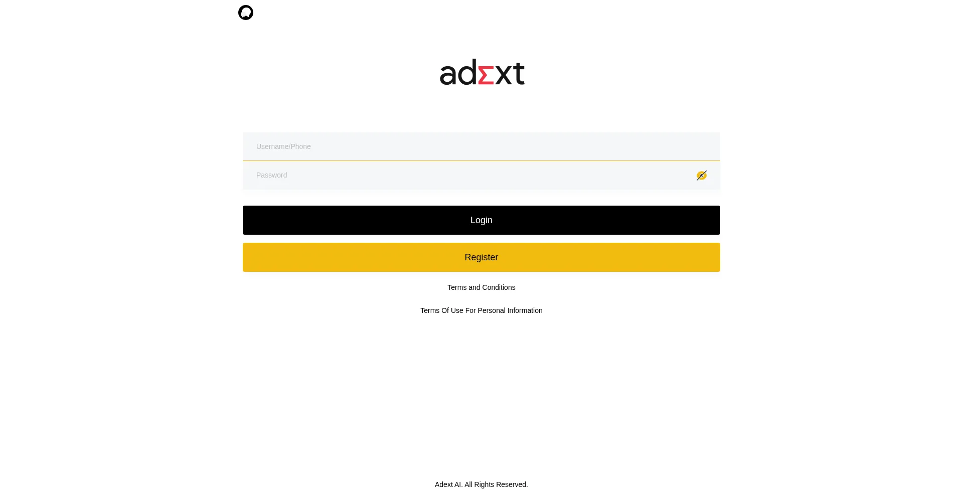 Website screenshot of Adextai.icu