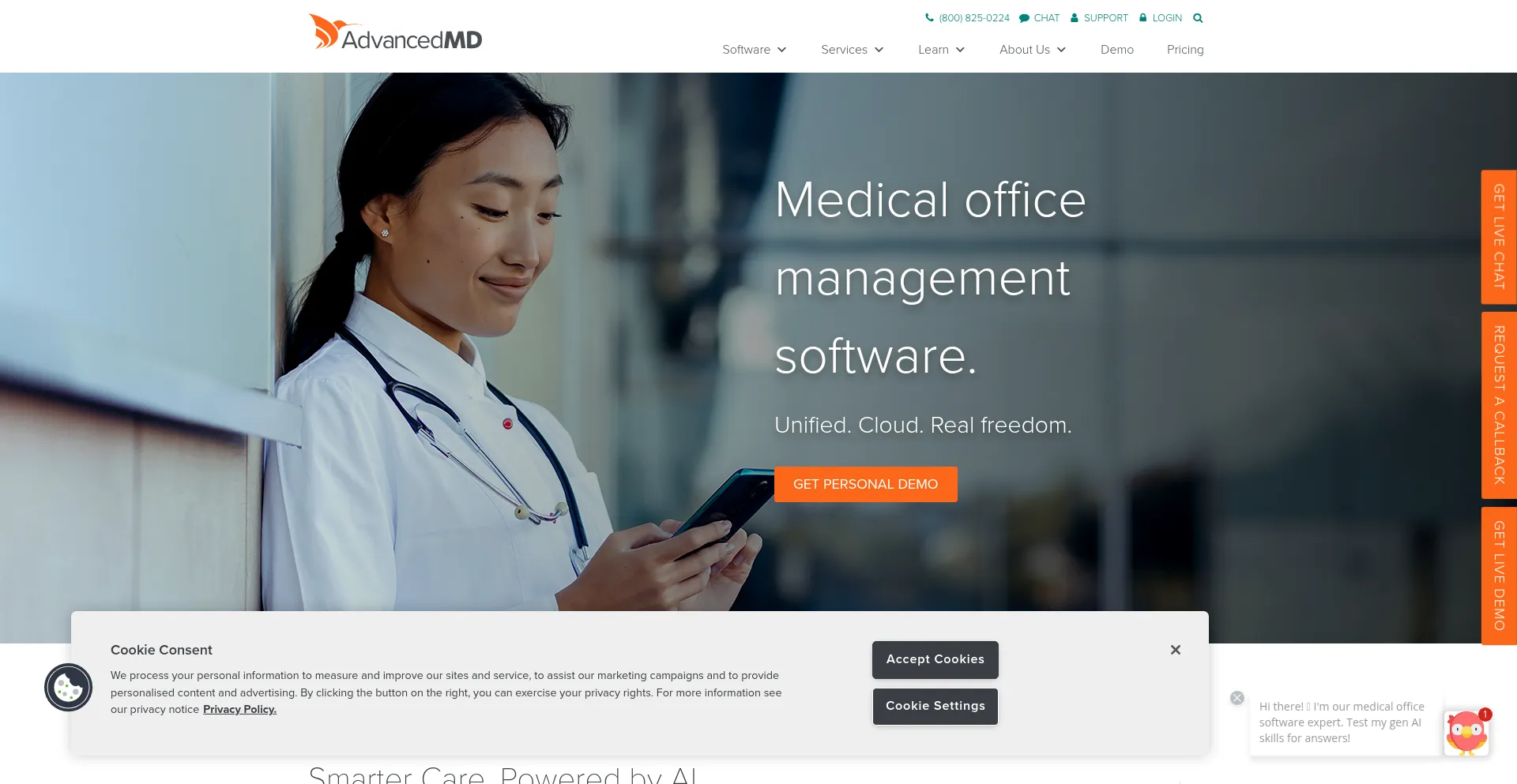 Website screenshot of Advancedmd.com