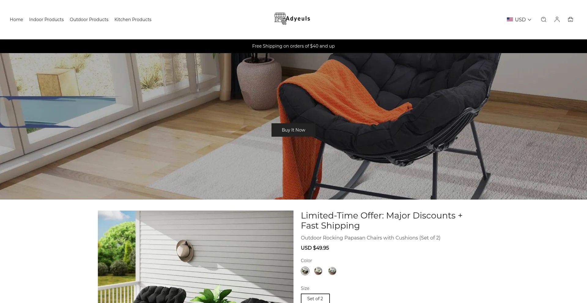 Website screenshot of Adyeuls.com