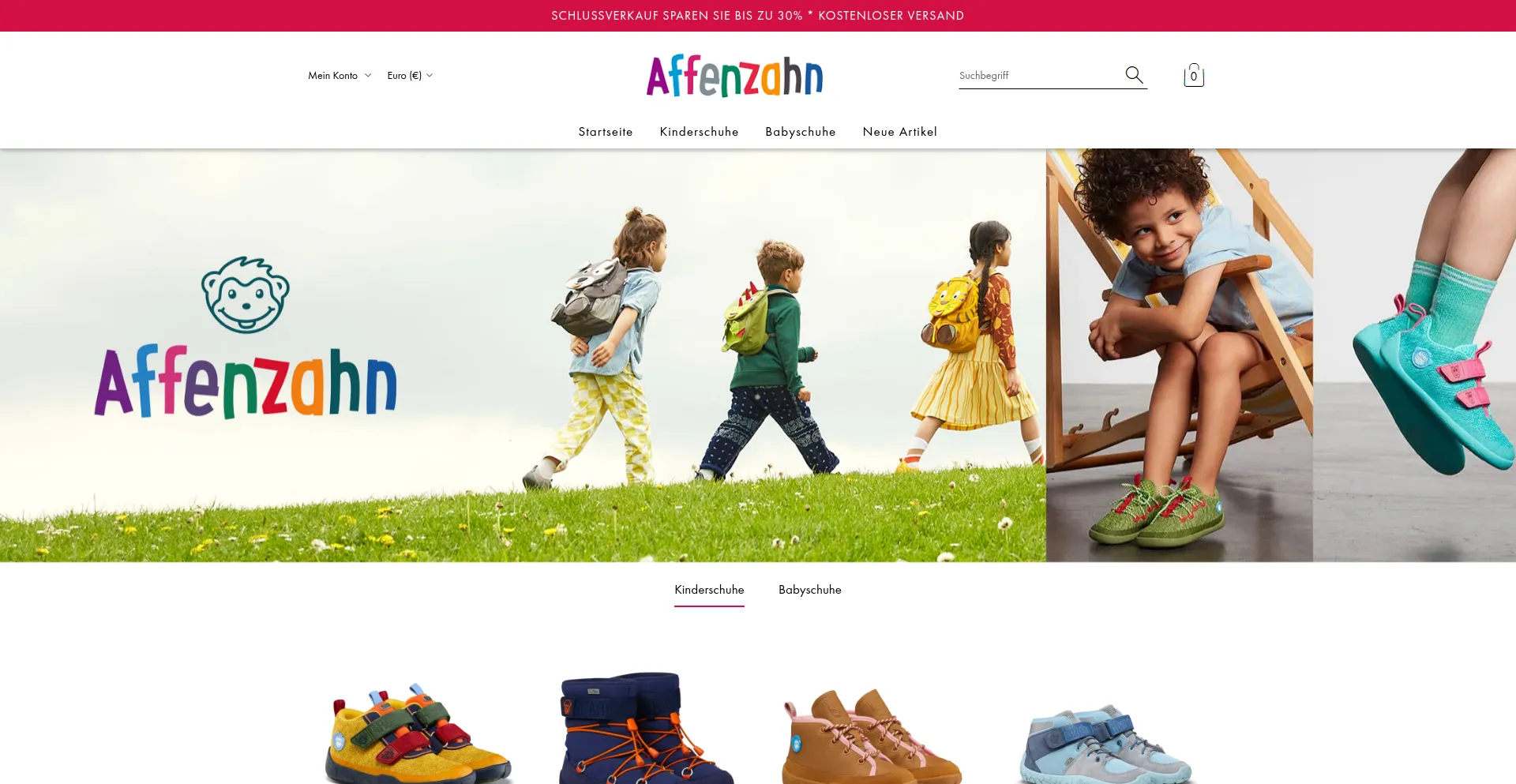 Website screenshot of Affenzahn-schuhe.com